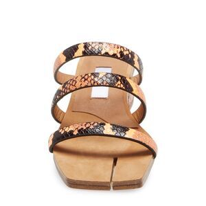 MIISTA Womens Orange Snake Lynley Split Block Heel Slip On Leather Sandals 37